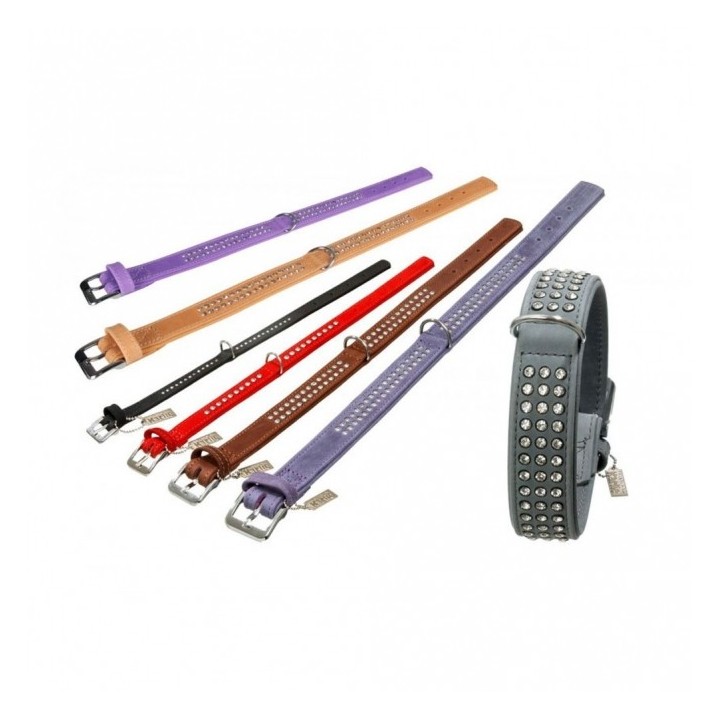 Karlie Buffalo Strass-Halsband - Violett - 2-reihig 55cm/30mm