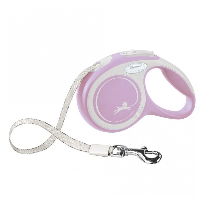FLEXI Rollleine New COMFORT Gurt - 3m bis 12kg - rosa