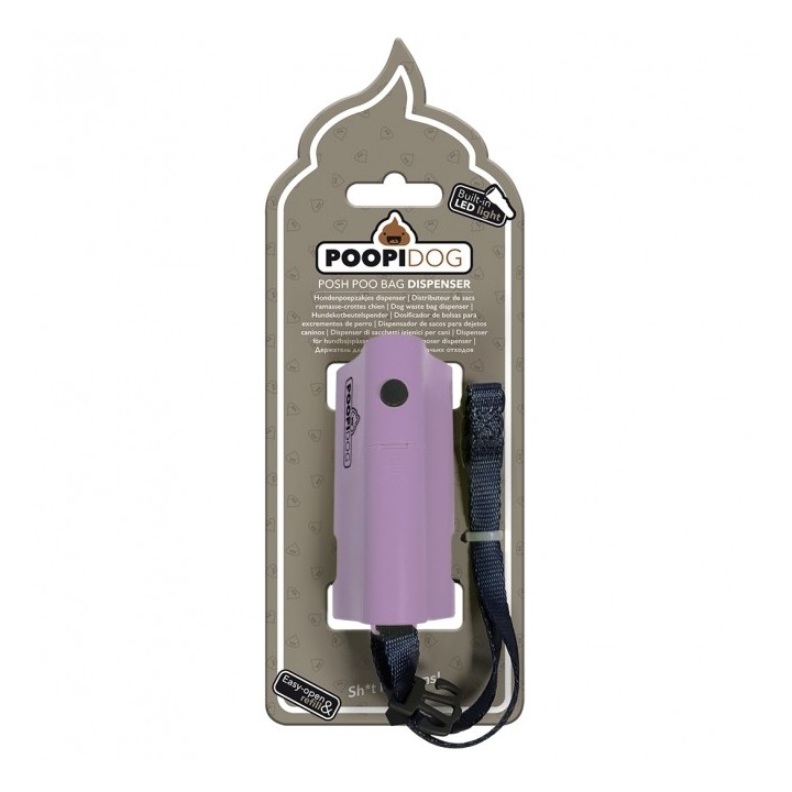 Poopidog Hundekotbeutelspender mit LED - violett