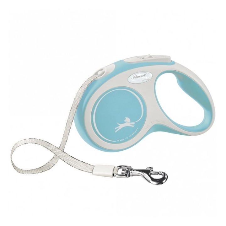 FLEXI Rollleine New COMFORT Gurt - 5m bis 15kg - hellblau