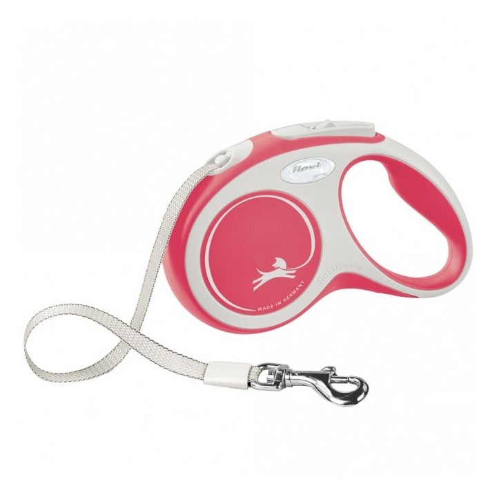 FLEXI Rollleine New COMFORT Gurt - 5m bis 15kg - rot