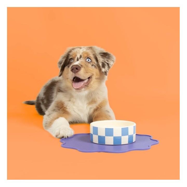 Coockoo Futternapf Checkmate - blau/weiß - 1150ml-18x18x7cm