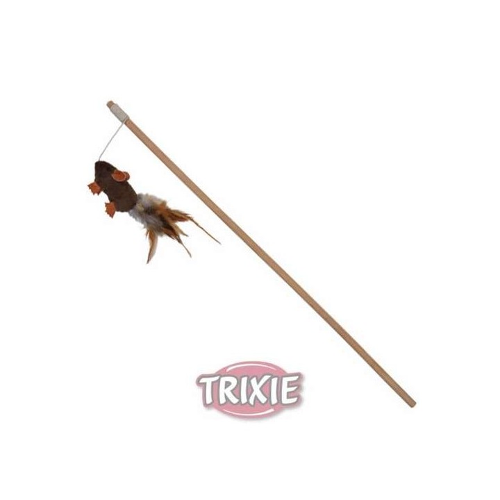 Trixie Spielangel Plüschmaus mit Federn
