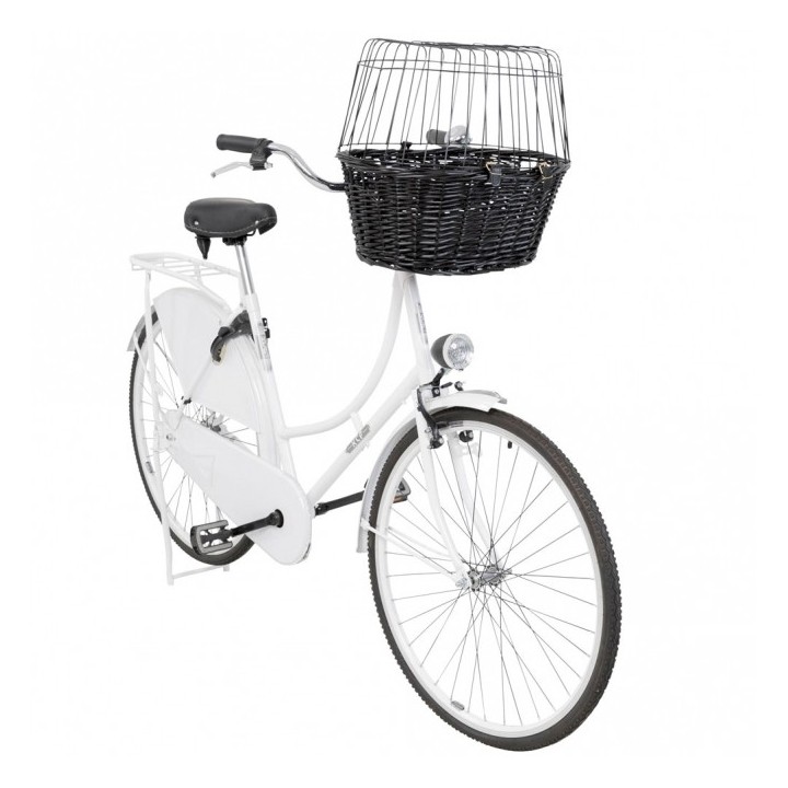 Trixie Fahrradkorb aus Weide mit Gitter - schwarz