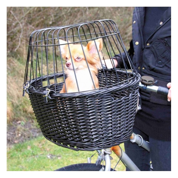 Trixie Fahrradkorb aus Weide mit Gitter - schwarz