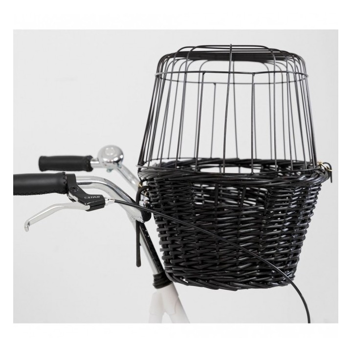 Trixie Fahrradkorb aus Weide mit Gitter - schwarz
