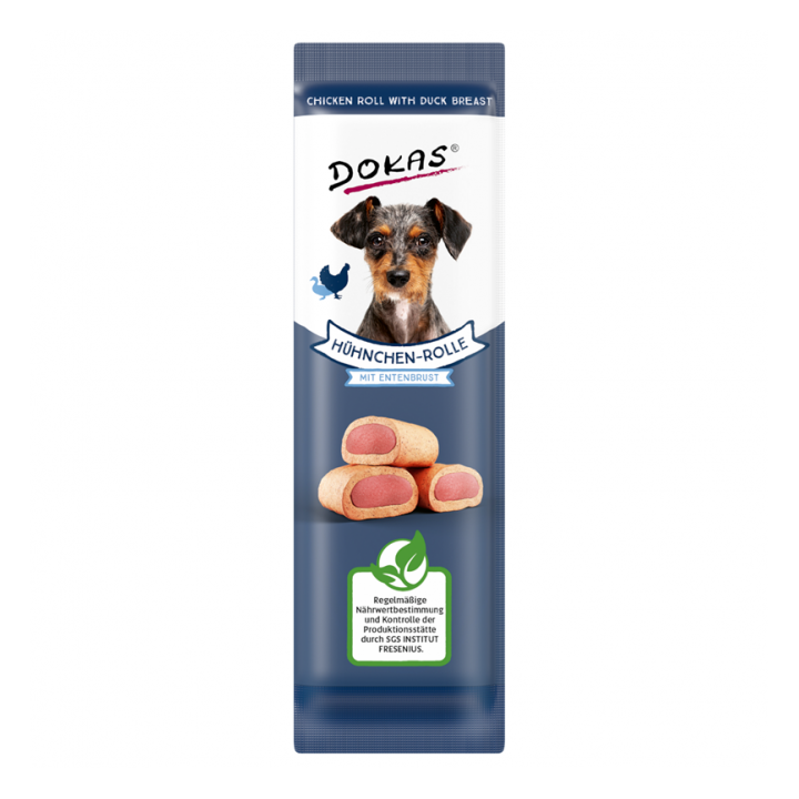 Dokas Dog Snack Hühnchen-Rolle mit Ente 10g