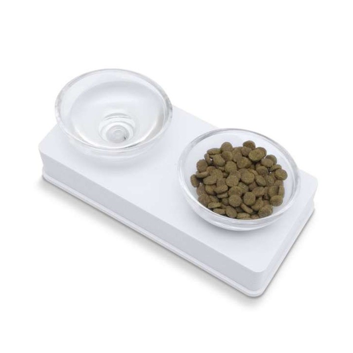 CATIT Style Glass Diner Doppelnapfständer - Weiß