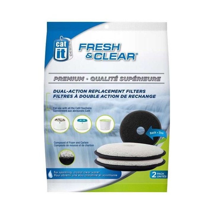 CATIT Premium-Ersatzfilter für Fresh&Clear Trinkbrunnen 2er Set