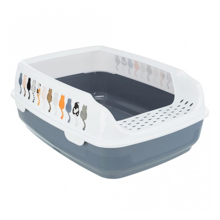 Trixie Katzentoilette Delio mit Motiv - grau/weiß