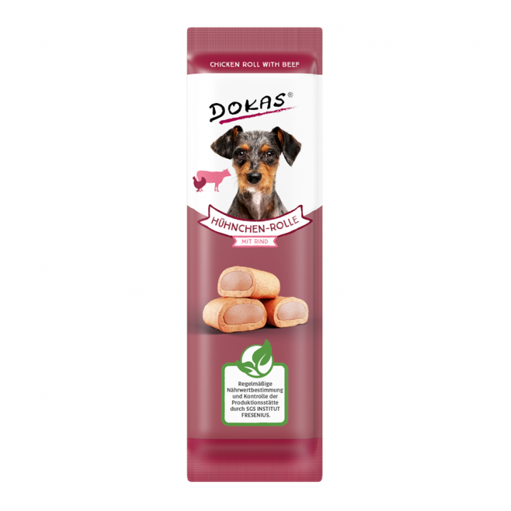 Dokas Dog Snack Hühnchen-Rolle mit Rind 10g