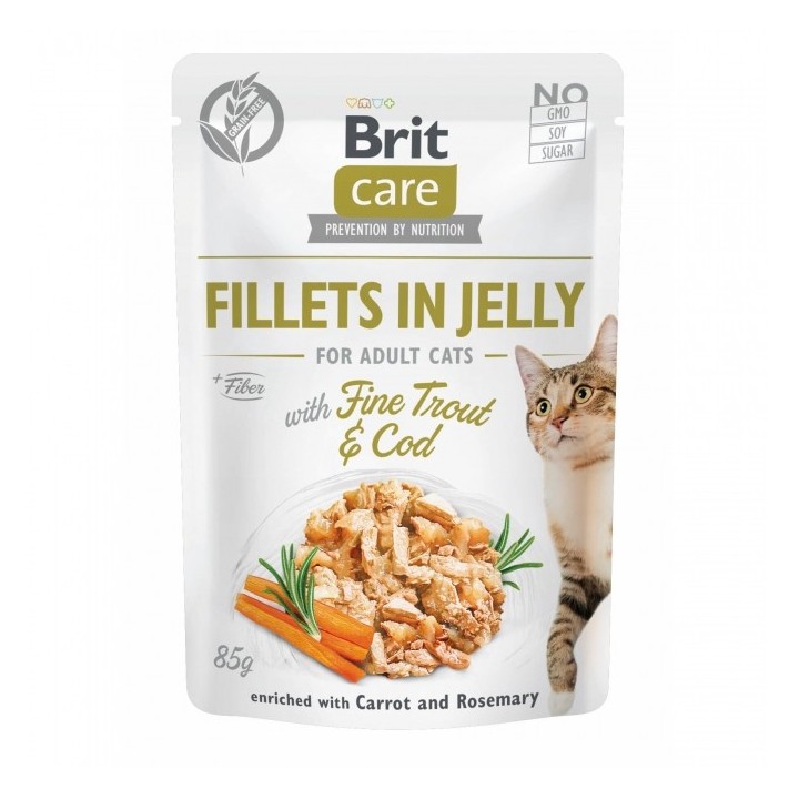 Brit Care Cat PB Fillets in Jelly - Forelle & Kabeljau 85g