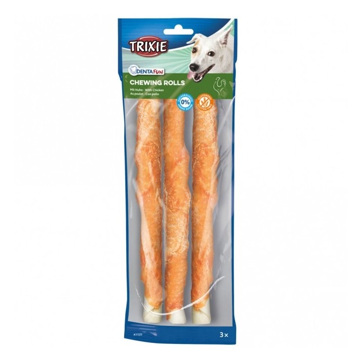 Trixie Denta Fun Chicken Chewing Rolls - 28cm/3 Stück