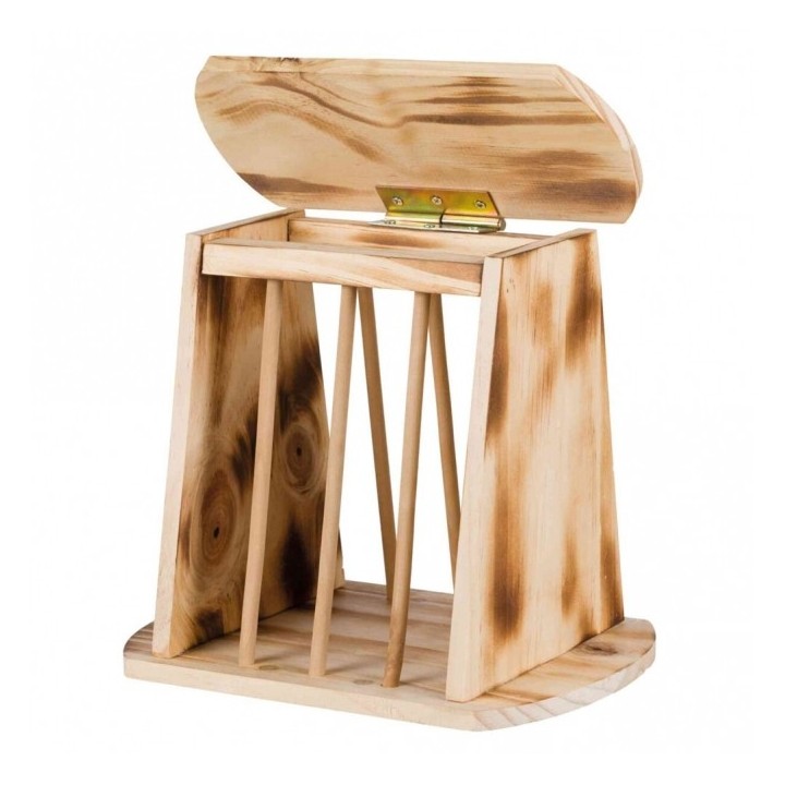 Trixie Heuraufe zum Aufstellen aus geflammtem Holz