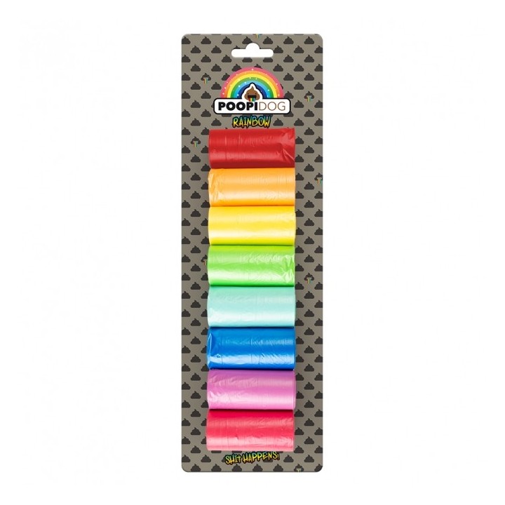 Poopidog Hundekotbeutel Rainbow - 8 x 20 Stück