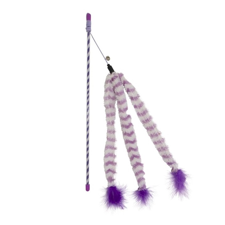 Duvoplus Cat Toy Spielangel Catchy Plüsch-Schwanz - violett/weiß