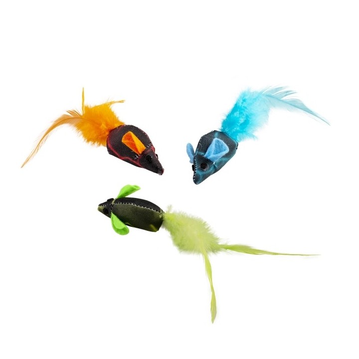Duvoplus Cat Toy Flash Mäuse mit Federn - 3 Stück