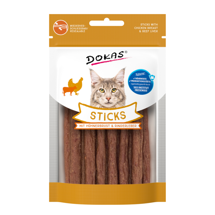 Dokas Cat Snack Sticks mit Hühnerbrust  Rinderleber 30g