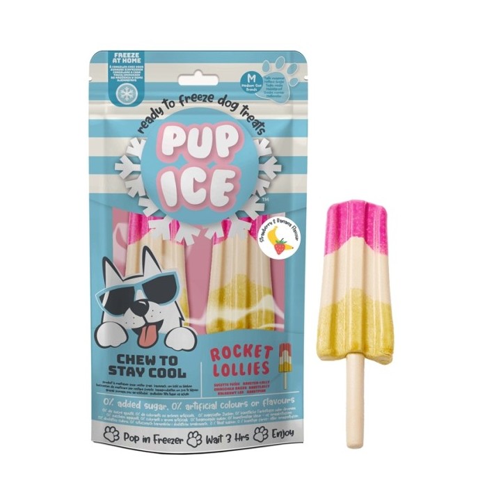 Pup Ice Rocket Lollies Strawberry Banana M - 2 Stück