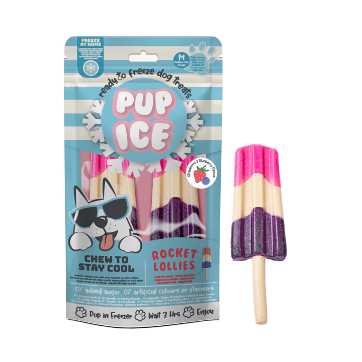 Pup Ice Rocket Lollies Strawberry & Blueberry M - 2 Stück
