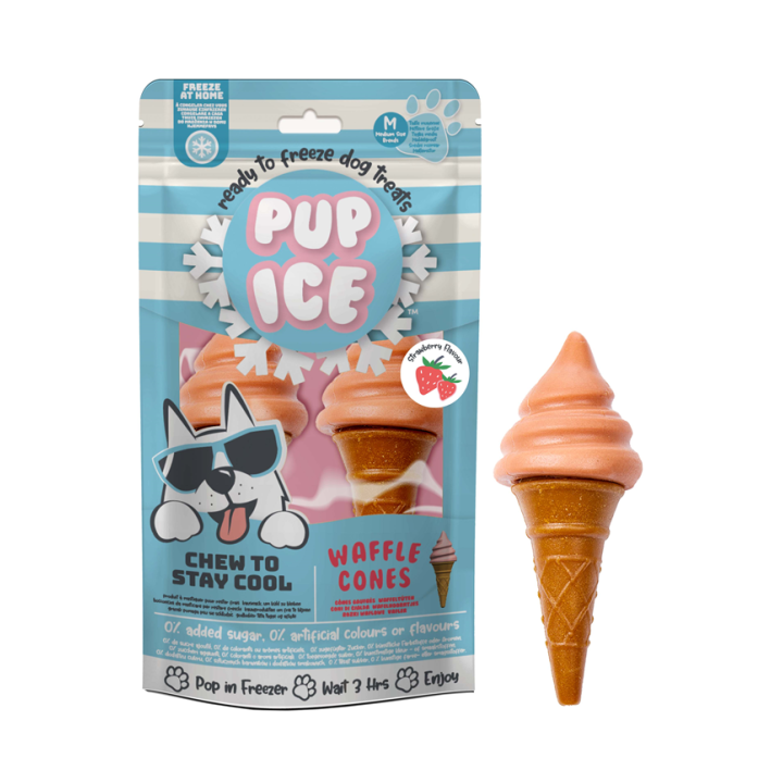 Pup Ice Waffle Cones Strawberry M - 2 Stück