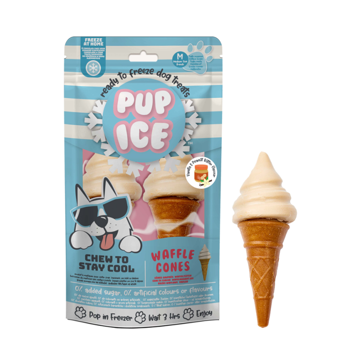 Pup Ice Waffle Cones Vanilla & Peanut Butter M - 2 Stück