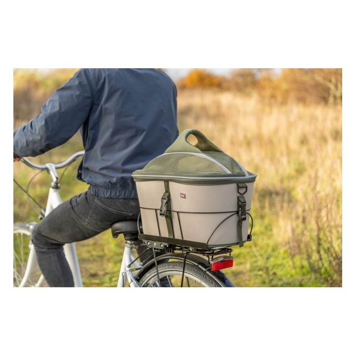 Trixie Fahrradkorb für den Gepäckträger - olivgrün/beige
