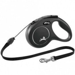 FLEXI Rollleine New CLASSIC Seil - 5m bis 20kg - Schwarz