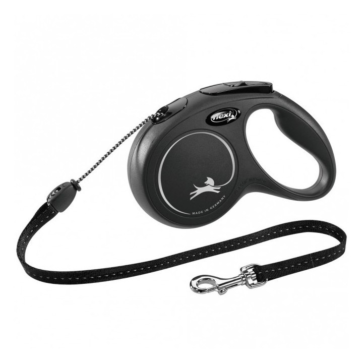FLEXI Rollleine New CLASSIC Seil - 5m bis 20kg - Schwarz
