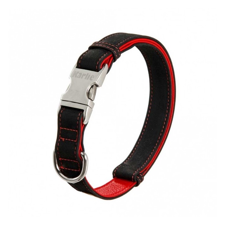 Karlie Buffalo Ultra Halsband - Schwarz/Rot - 40 mm / 55-75 cm