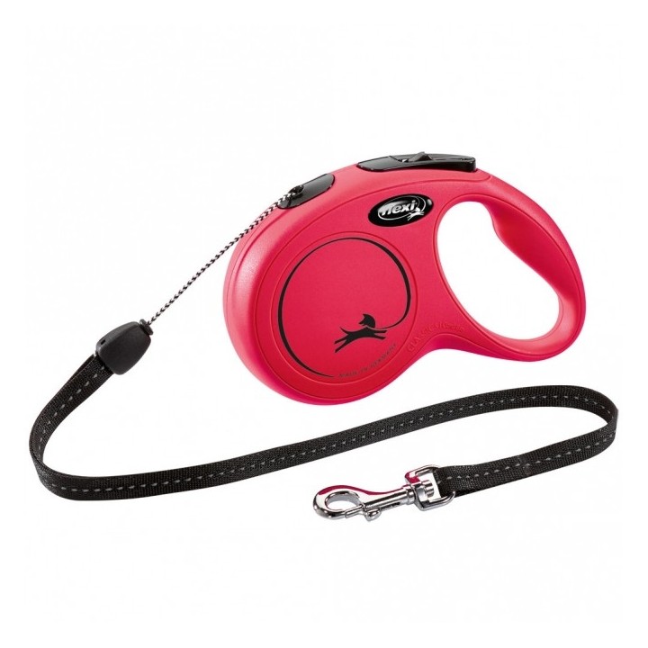 FLEXI Rollleine New CLASSIC Seil - 8m bis 12kg - Rot