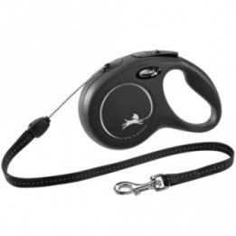 FLEXI Rollleine New CLASSIC Seil - 8m bis 12kg - Schwarz
