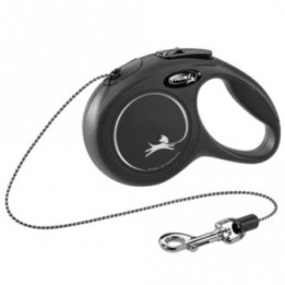 FLEXI Rollleine New CLASSIC Seil - 3m bis 8kg - Schwarz