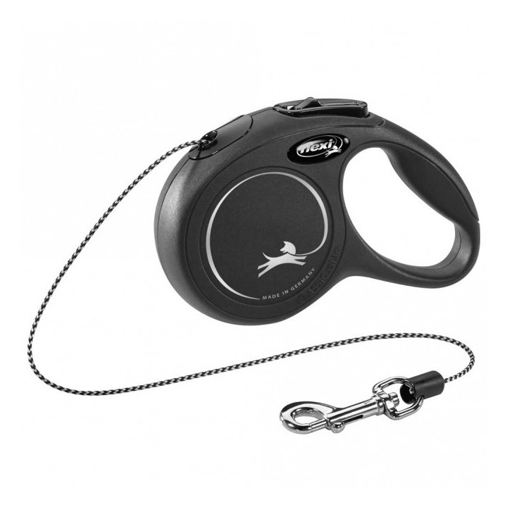 FLEXI Rollleine New CLASSIC Seil - 3m bis 8kg - Schwarz
