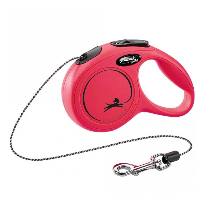 FLEXI Rollleine New CLASSIC Seil - 3m bis 8kg - Rot