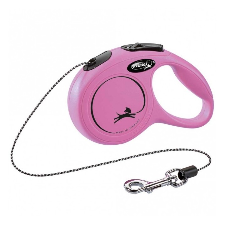 FLEXI Rollleine New CLASSIC Seil - 3m bis 8kg - Pink