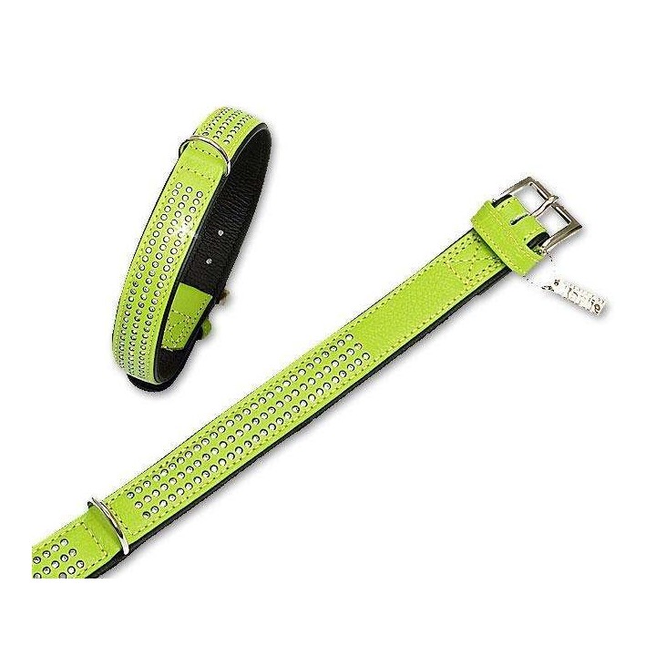 Karlie VINTAGE Strass Halsband 3-reihig - Kiwi - 30 mm 55 cm