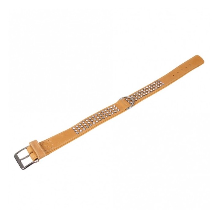 Karlie Buffalo Strass-Halsband - Hellbraun - 3-reihig 65cm/40mm