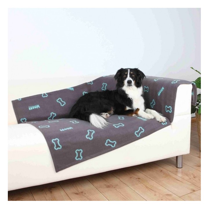 Trixie Fleecedecke Barney Knochenmotiv - 150 x 100 cm - Taupe