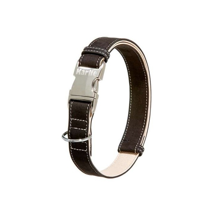 Karlie Buffalo Ultra Halsband - Schwarz/Hellbeige - 25 mm / 45-65 cm