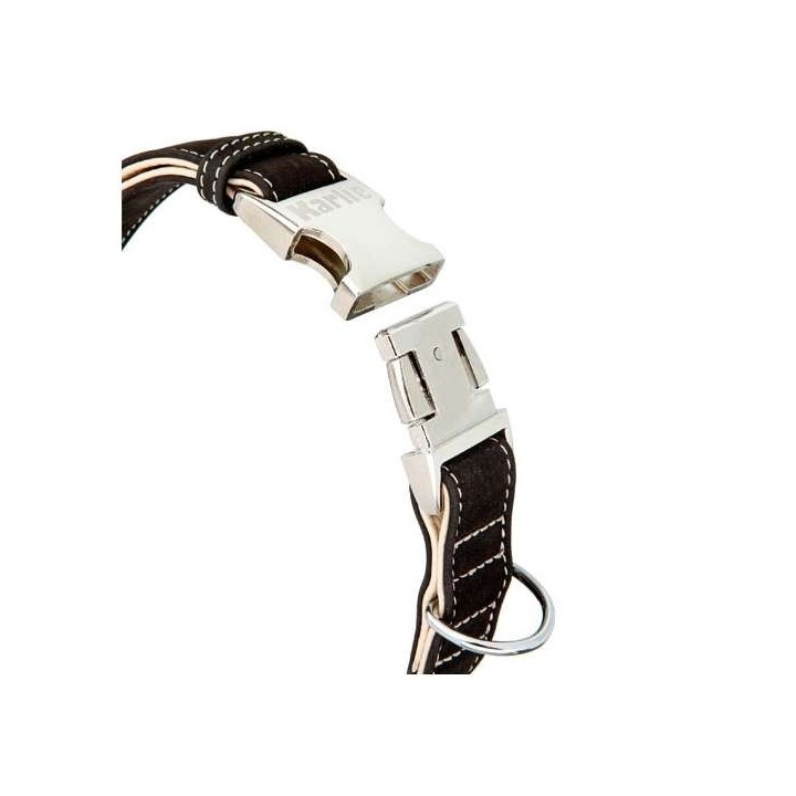 Karlie Buffalo Ultra Halsband - Schwarz/Hellbeige - 25 mm / 45-65 cm