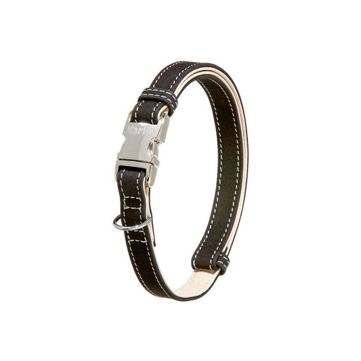 Karlie Buffalo Ultra Halsband - Schwarz/Hellbeige - 25 mm / 45-65 cm