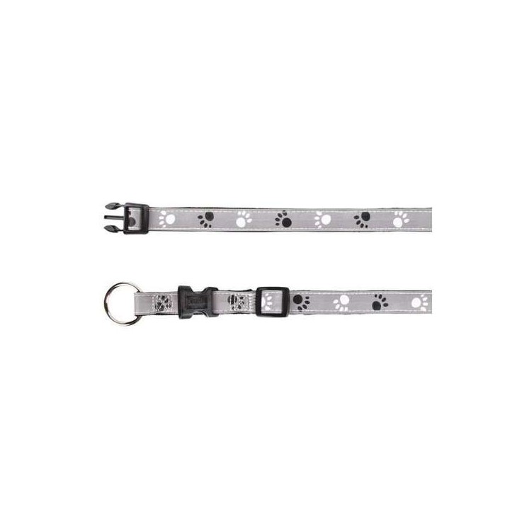 Trixie Halsband Silver Reflect - Pfotenmotiv - 40-65cm / 25mm