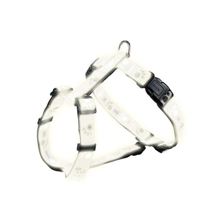 Trixie Geschirr Silver Reflect - Pfotenmotiv - 52–75 cm / 25mm