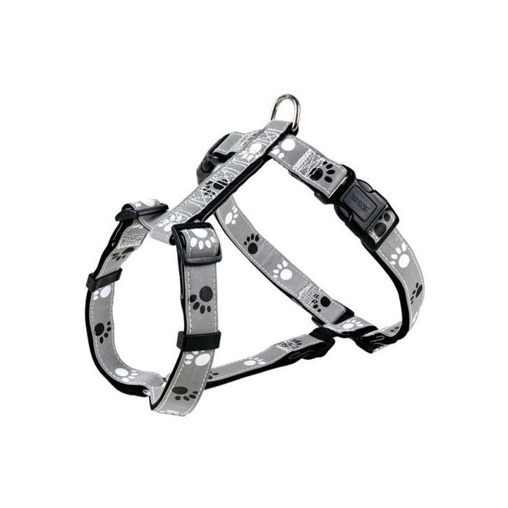 Trixie Geschirr Silver Reflect - Pfotenmotiv - 36–40 cm / 15mm