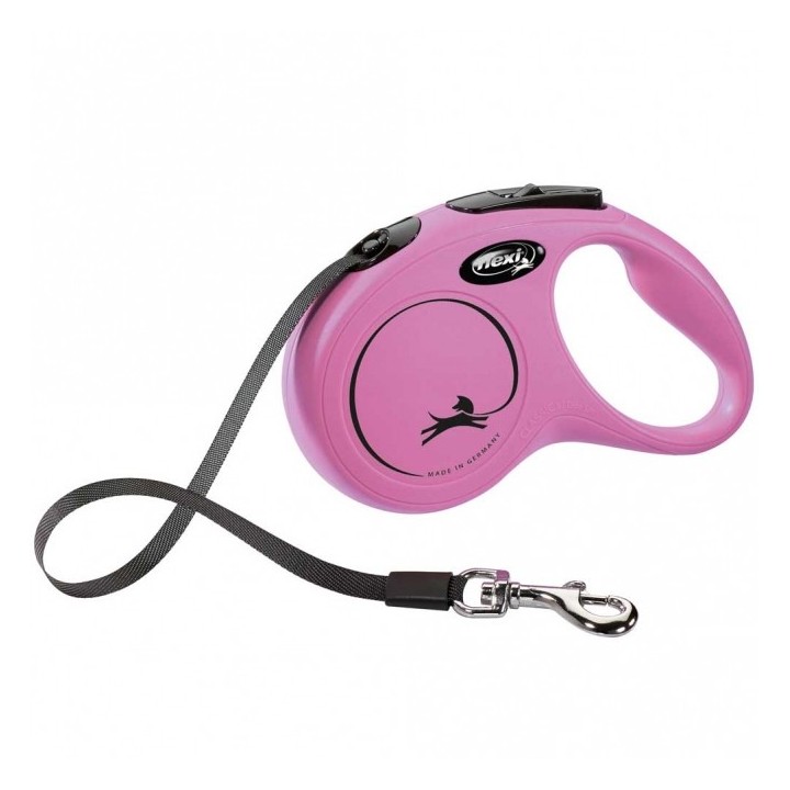FLEXI Rollleine New CLASSIC Gurt - 5m bis 15kg - Pink