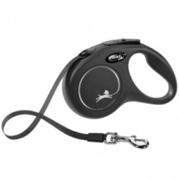 FLEXI Rollleine New CLASSIC Gurt - 5m bis 15kg - Schwarz