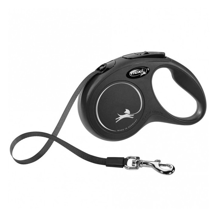 FLEXI Rollleine New CLASSIC Gurt - 5m bis 15kg - Schwarz