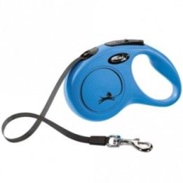 FLEXI Rollleine New CLASSIC Gurt - 5m bis 15kg - Blau