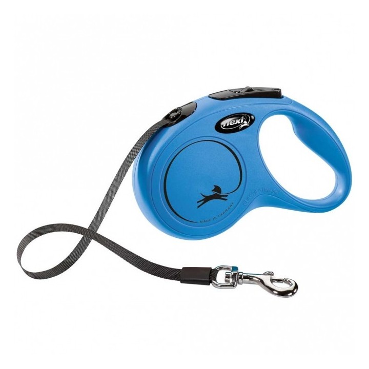 FLEXI Rollleine New CLASSIC Gurt - 5m bis 15kg - Blau